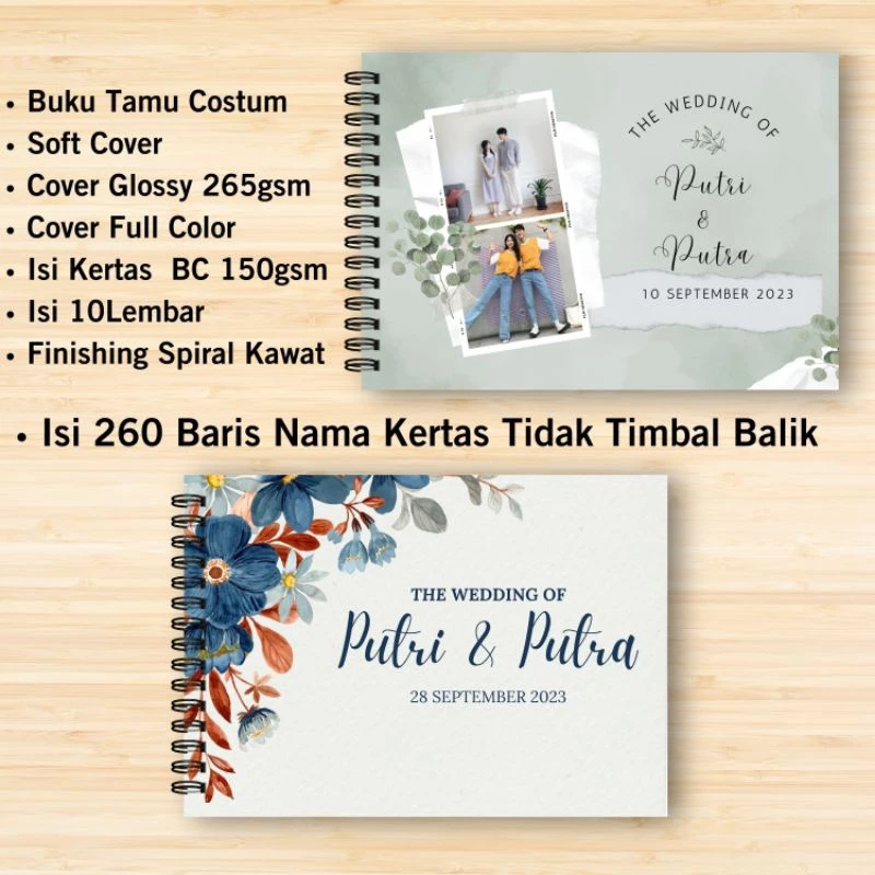 BUKU TAMU CUSTOM SOFTCOVER ISI 260 BARIS NAMA TAMU BISA PAKAI FOTO FREE DESAIN GUESTBOOK