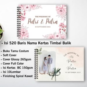 BUKU TAMU CUSTOM COVER FULL COLOR ISI 520 BARIS NAMA TAMU ACARA WEDDING MURAH TEBAL BISA PAKAI FOTO FREE DESAIN GUESTBOOK CUSTOM BAGUS
