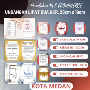 Undangan Kertas BC 150gsm Lipat 2 Ukuran 28x19 cm Undangan Pernikahan Khitanan Ngunduh Mantu